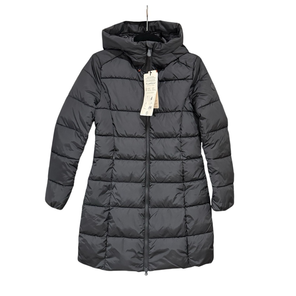 Save The Duck Taylor Long Puffer Coat Hooded Black XXS NWT Plumtech
